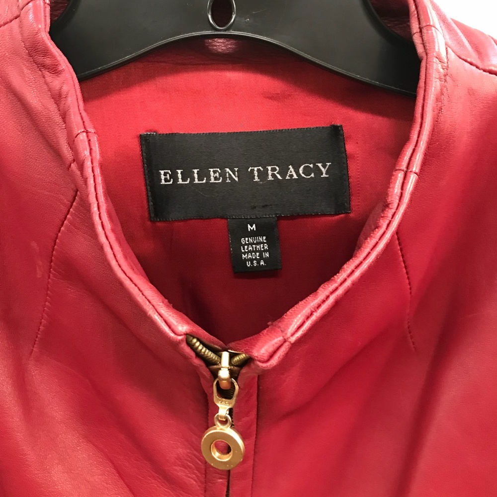 Ladies red leather coat